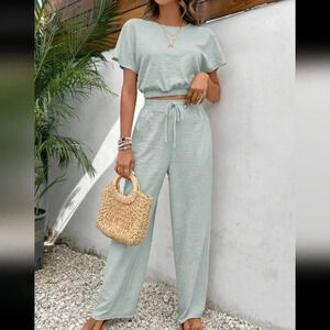 COPY - Frenchy Women's Pants Set Loose Texture Solid Color Casual Two Piece Suit